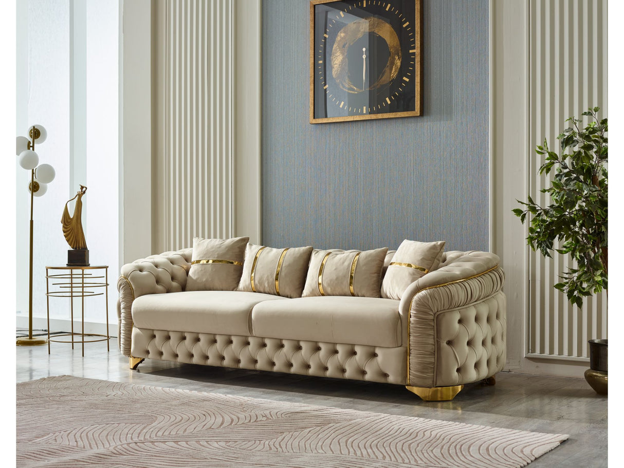 Arizona 3-pieces (Sofa & Loveseat & Chair) Livingroom Set Beige by Furnia at Eve Furniture
