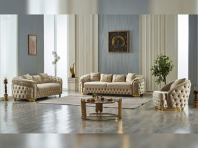 Arizona 3-pieces (Sofa & Loveseat & Chair) Livingroom Set Beige by Furnia at Eve Furniture