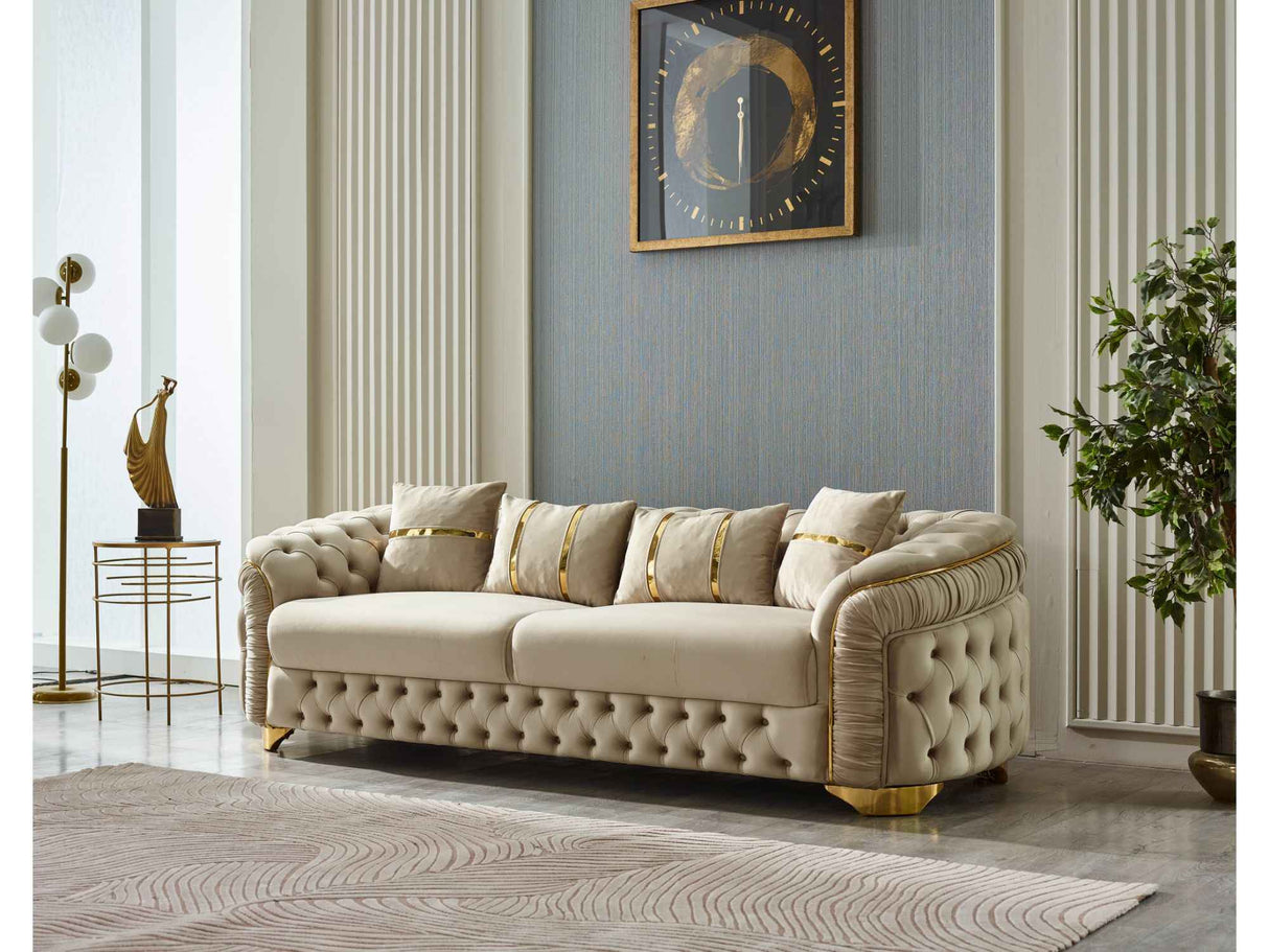 Arizona Beige Stationary Sofa by Furnia at Eve Furniture