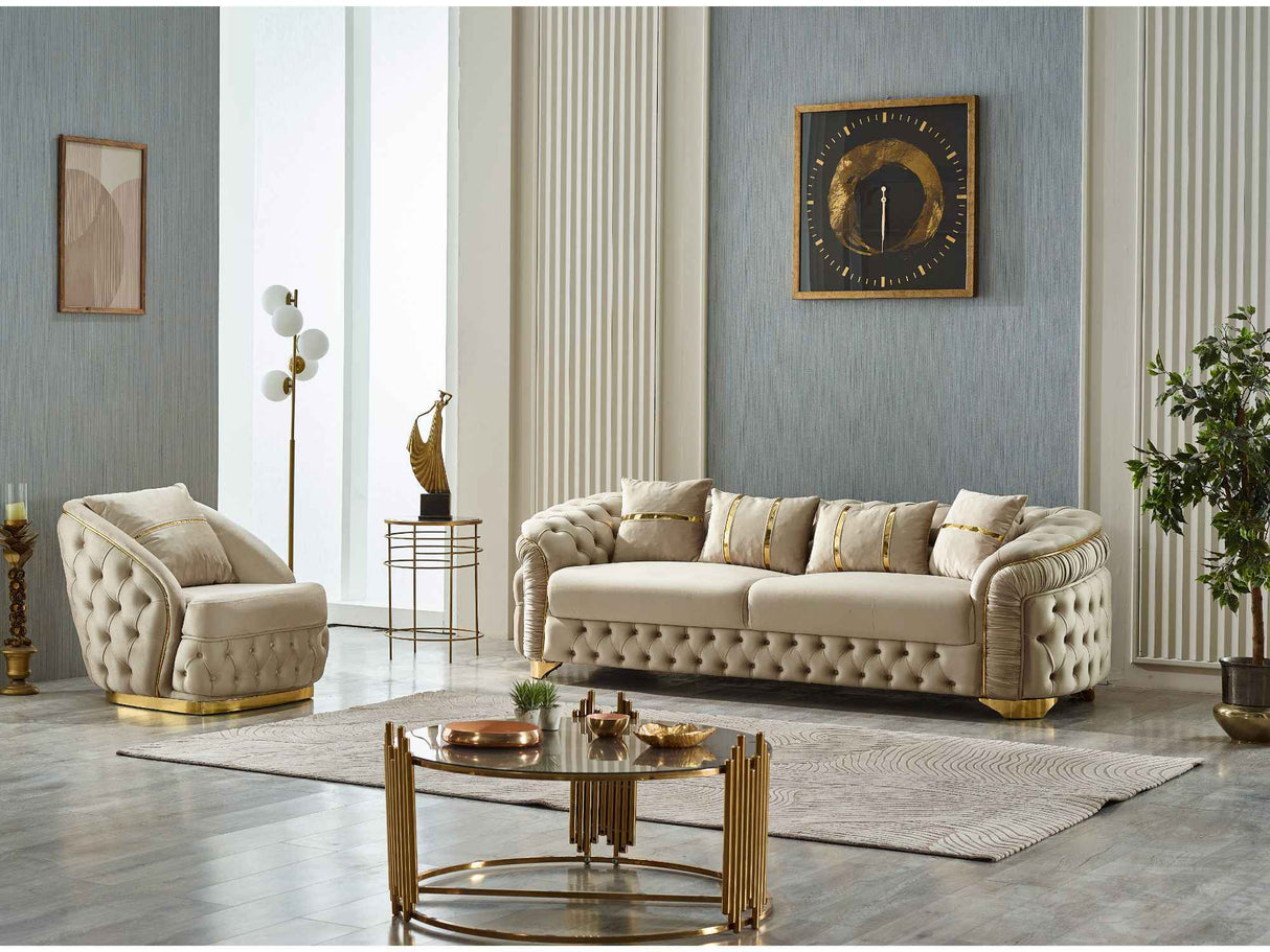 Arizona Beige Stationary Sofa by Furnia at Eve Furniture
