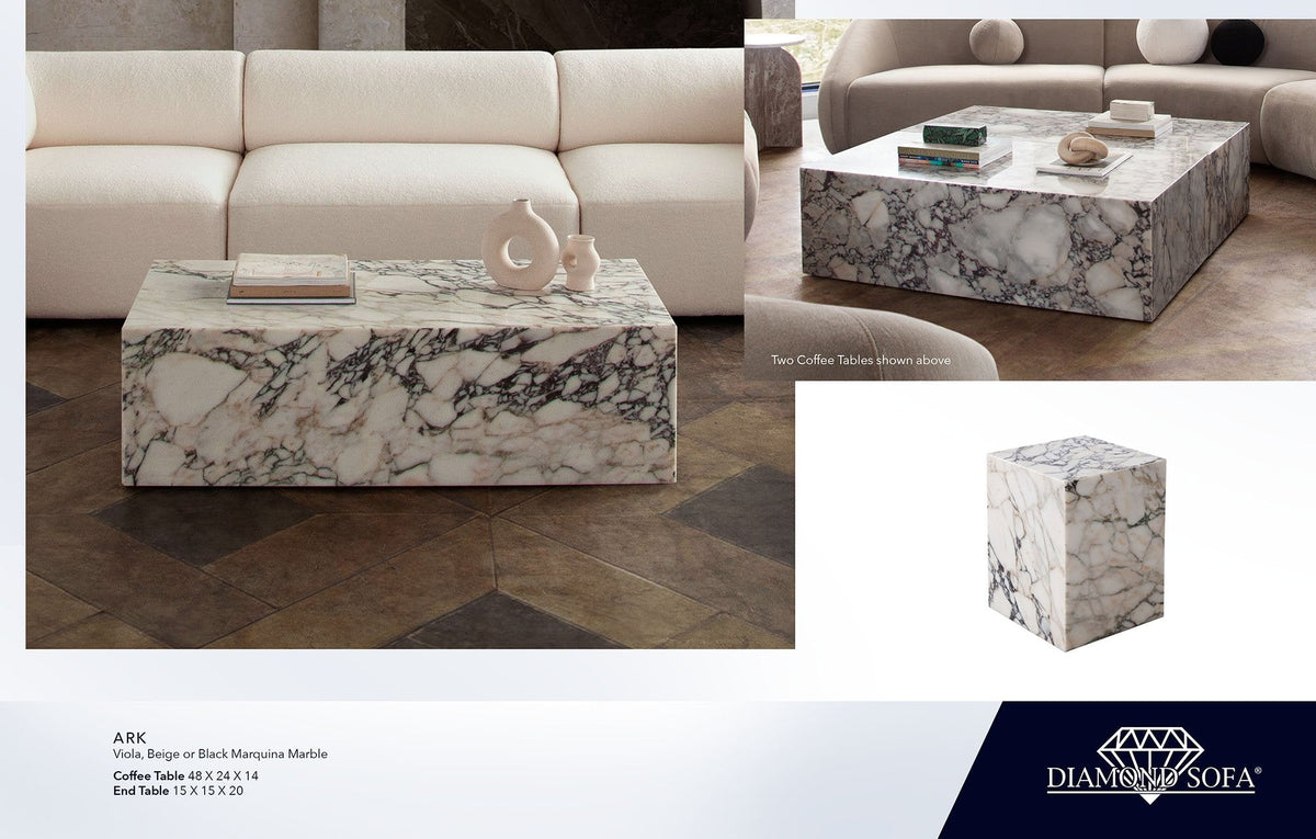 Ark Viola Marble Coffee Table by Diamond Sofa at Eve Furniture