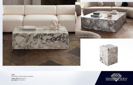 Ark Viola Marble Coffee Table by Diamond Sofa at Eve Furniture