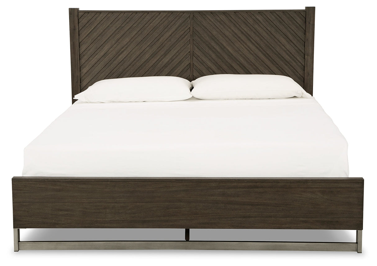 Arkenton Grayish Brown King Panel Bed by Ashley at Eve Furniture