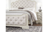 Arlendyne Antique White California King Upholstered Panel Bed by Ashley at Eve Furniture