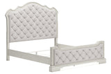 Arlendyne Antique White California King Upholstered Panel Bed by Ashley at Eve Furniture