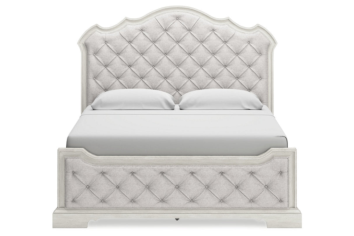 Arlendyne Antique White California King Upholstered Panel Bed by Ashley at Eve Furniture