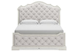 Arlendyne Antique White California King Upholstered Panel Bed by Ashley at Eve Furniture