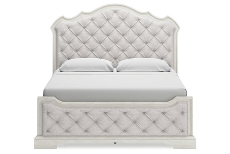 Arlendyne Antique White California King Upholstered Panel Bed by Ashley at Eve Furniture
