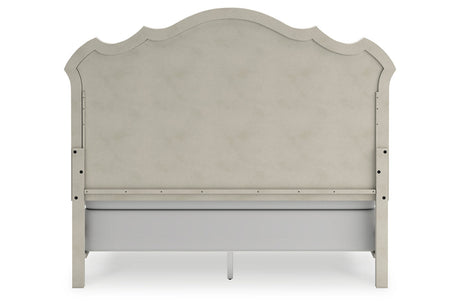 Arlendyne Antique White California King Upholstered Panel Bed by Ashley at Eve Furniture