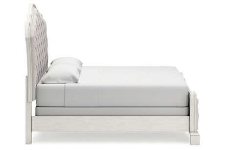 Arlendyne Antique White California King Upholstered Panel Bed by Ashley at Eve Furniture