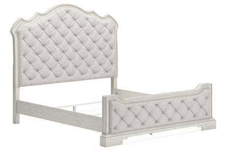 Arlendyne Antique White King Upholstered Panel Bed by Ashley at Eve Furniture