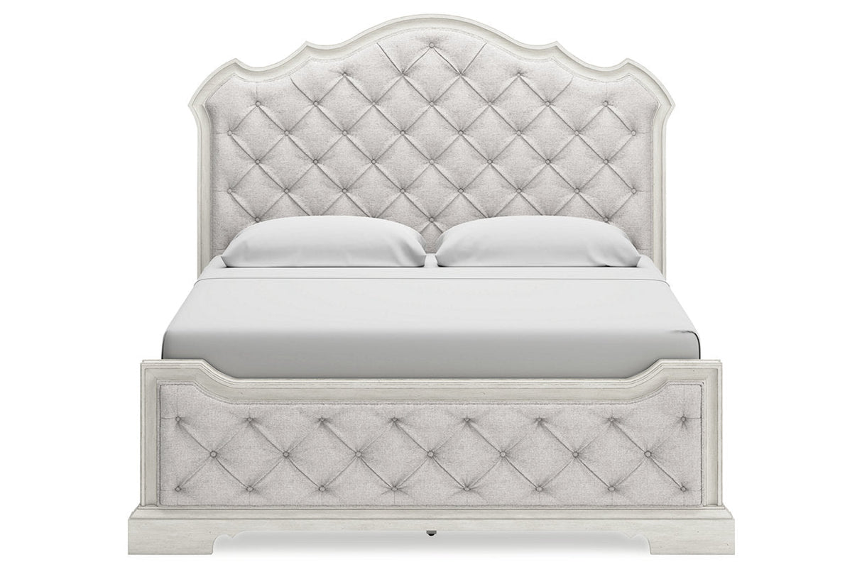 Arlendyne Antique White King Upholstered Panel Bed by Ashley at Eve Furniture