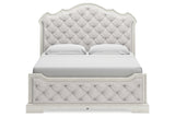 Arlendyne Antique White King Upholstered Panel Bed by Ashley at Eve Furniture