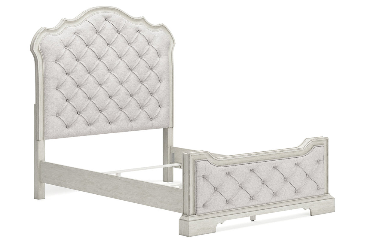 Arlendyne Antique White Queen Upholstered Panel Bed by Ashley at Eve Furniture