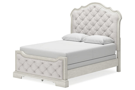 Arlendyne Antique White Queen Upholstered Panel Bed by Ashley at Eve Furniture
