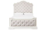 Arlendyne Antique White Queen Upholstered Panel Bed by Ashley at Eve Furniture