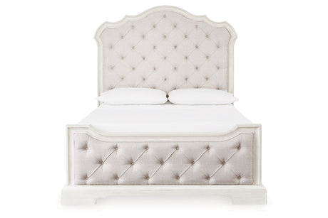 Arlendyne Antique White Queen Upholstered Panel Bed by Ashley at Eve Furniture