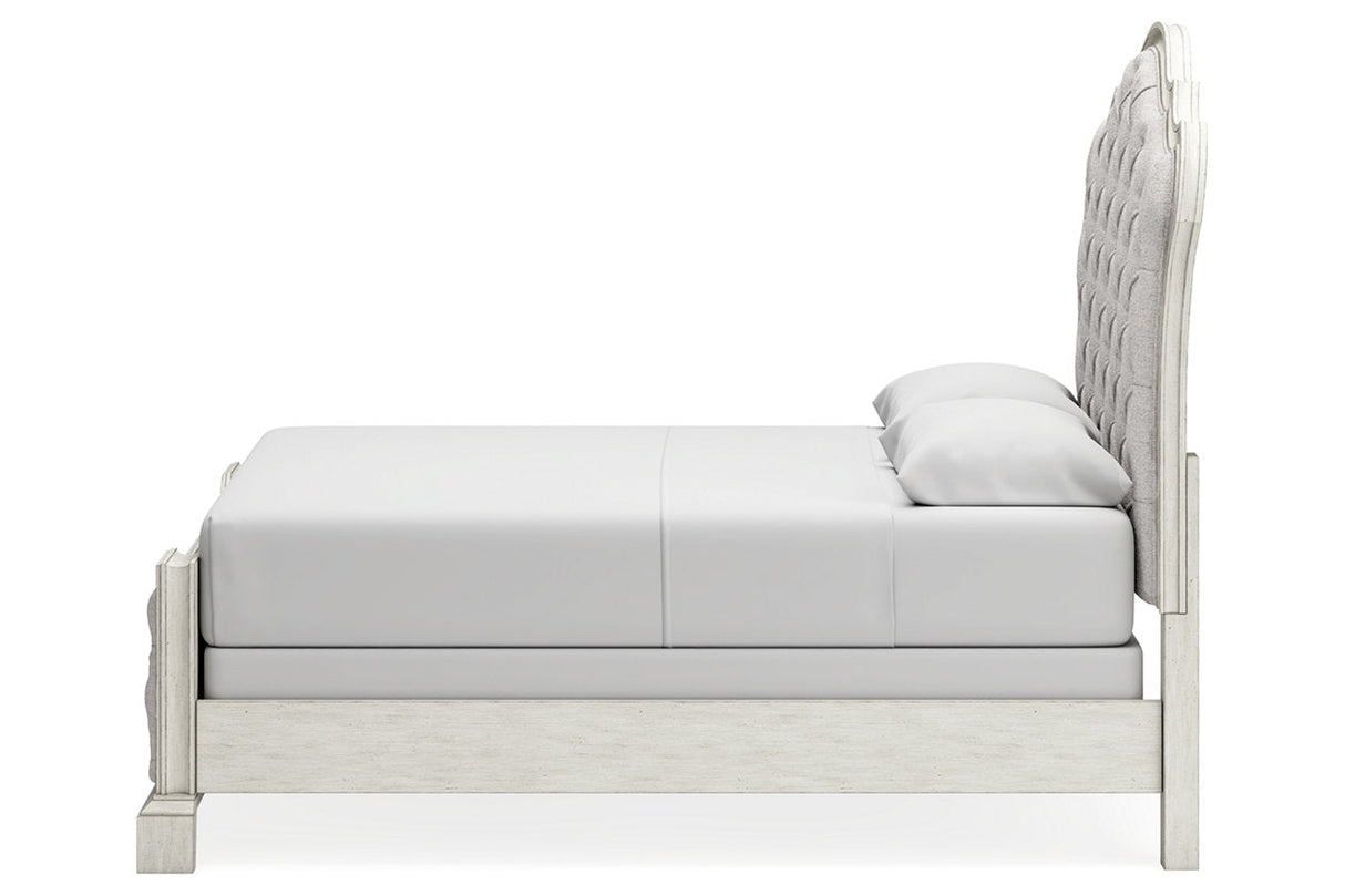 Arlendyne Antique White Queen Upholstered Panel Bed by Ashley at Eve Furniture