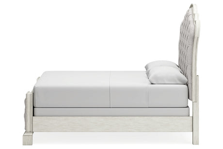 Arlendyne Antique White Queen Upholstered Panel Bed by Ashley at Eve Furniture