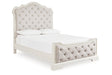 Arlendyne Antique White Queen Upholstered Panel Bed by Ashley at Eve Furniture