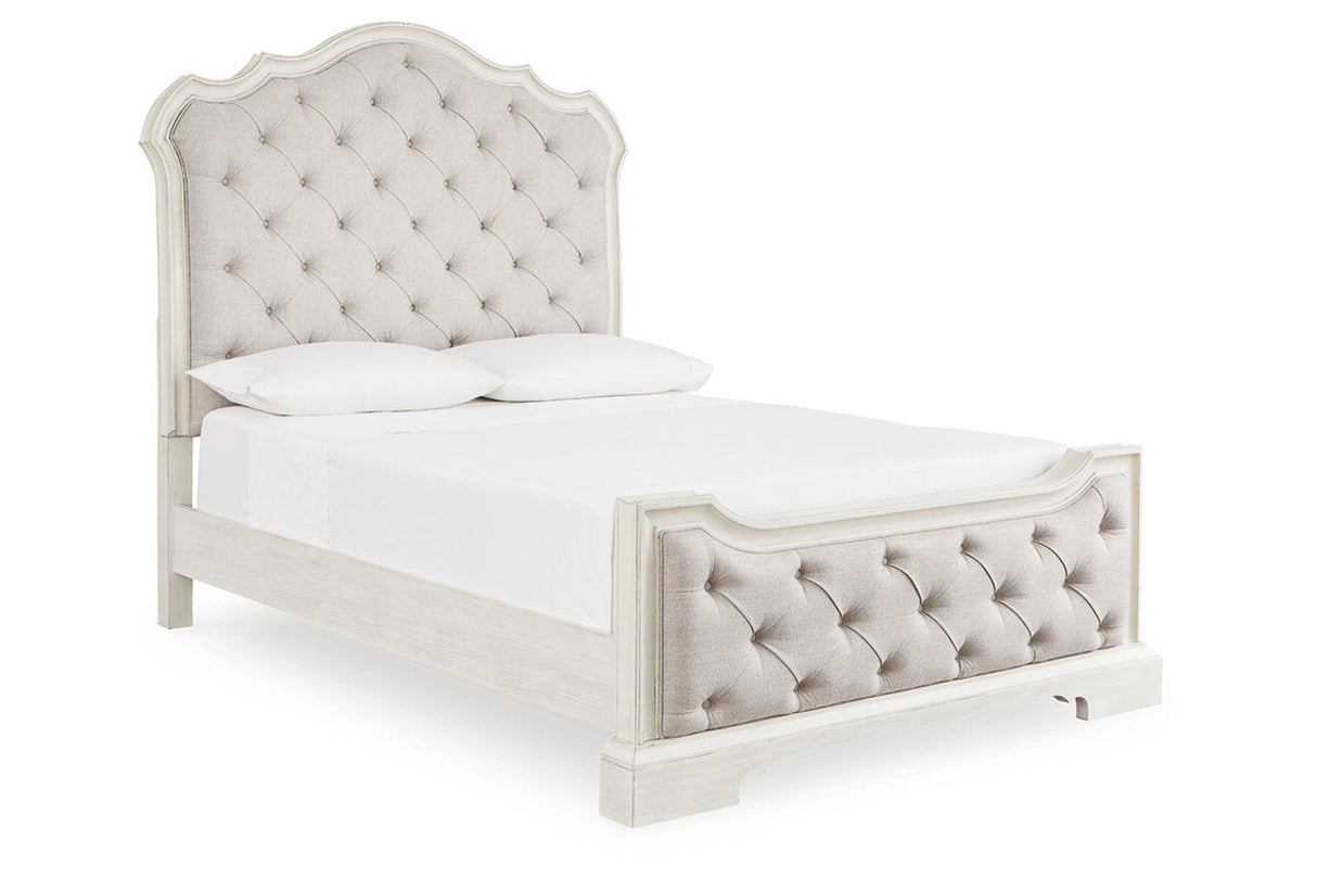 Arlendyne Antique White Queen Upholstered Panel Bed by Ashley at Eve Furniture