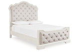 Arlendyne Antique White Queen Upholstered Panel Bed by Ashley at Eve Furniture