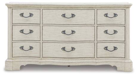 Arlendyne Antique White Upholstered Panel Bedroom Set by Ashley at Eve Furniture