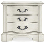 Arlendyne California King Upholstered Bed with Mirrored Dresser and 2 Nightstands in Antique White by Ashley at Eve Furniture