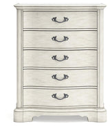 Arlendyne California King Upholstered Bed with Mirrored Dresser, Chest and 2 Nightstands in Antique White by Ashley at Eve Furniture