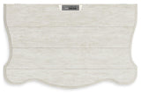 Arlendyne California King Upholstered Bed with Mirrored Dresser, Chest and 2 Nightstands in Antique White by Ashley at Eve Furniture