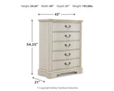 Arlendyne California King Upholstered Bed with Mirrored Dresser, Chest and Nightstand in Antique White by Ashley at Eve Furniture
