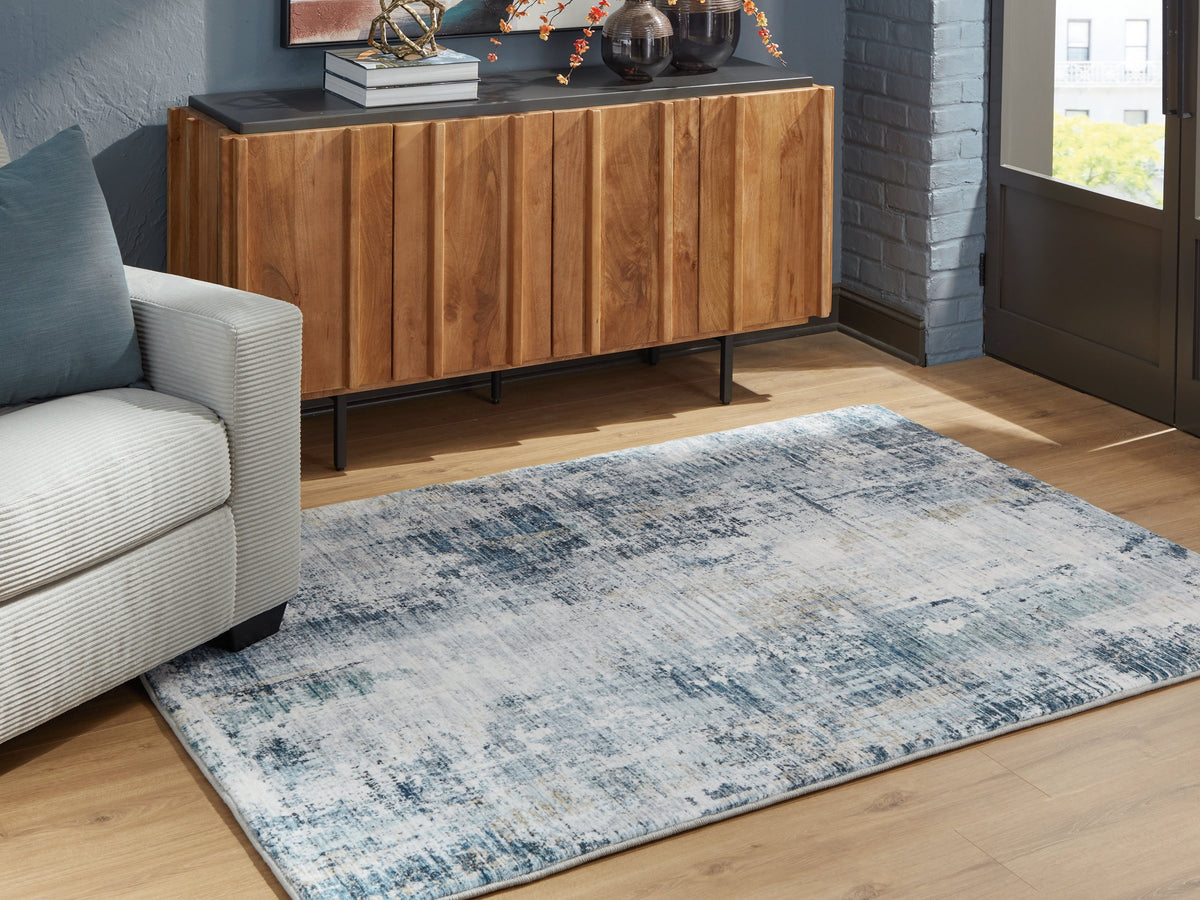 Arlenmont Blue/White/Brown Medium Rug by Ashley at Eve Furniture