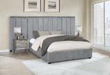 Arles Eastern King Vertical Channeled Tufted Bed Gray