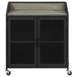 Arlette Gray Wash/Sandy Black Wine Cabinet with Wire Mesh Doors by Coaster at Eve Furniture
