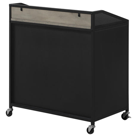 Arlette Gray Wash/Sandy Black Wine Cabinet with Wire Mesh Doors by Coaster at Eve Furniture