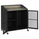 Arlette Gray Wash/Sandy Black Wine Cabinet with Wire Mesh Doors