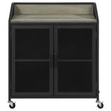 Arlette Gray Wash/Sandy Black Wine Cabinet with Wire Mesh Doors