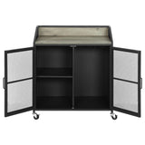 Arlette Gray Wash/Sandy Black Wine Cabinet with Wire Mesh Doors