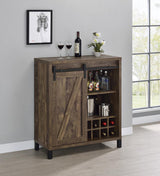 Arlington Rustic Oak Bar Cabinet with Sliding Door