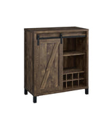 Arlington Rustic Oak Bar Cabinet with Sliding Door