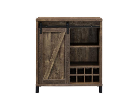 Arlington Rustic Oak Bar Cabinet with Sliding Door