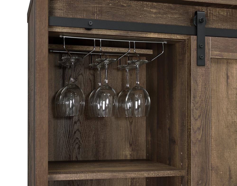 Arlington Rustic Oak Bar Cabinet with Sliding Door