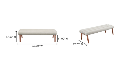 Arlo Bench - Off White by Moe's Home at Eve Furniture