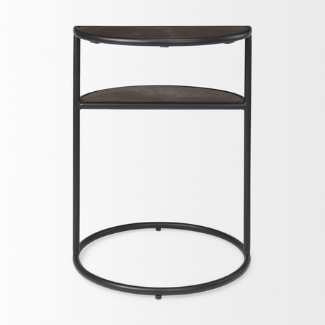 Arlo Brown Wood W/Black Metal End Table by Mercana at Eve Furniture