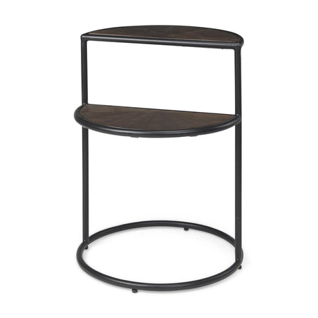 Arlo Brown Wood W/Black Metal End Table by Mercana at Eve Furniture