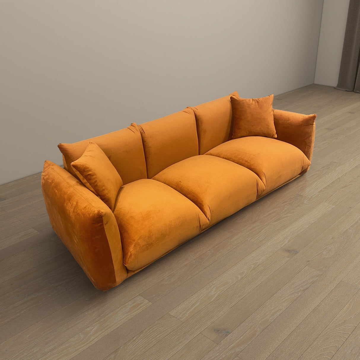 Burnt orange sofa living room