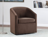 Arlo Upholstered Swivel Barrel Chair, Cocoa Velvet