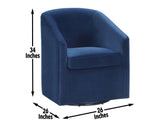 Arlo Upholstered Swivel Barrel Chair, Indigo Velvet