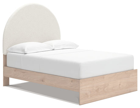 Arloster Tan/White Full Upholstered Platform Bed by Ashley at Eve Furniture