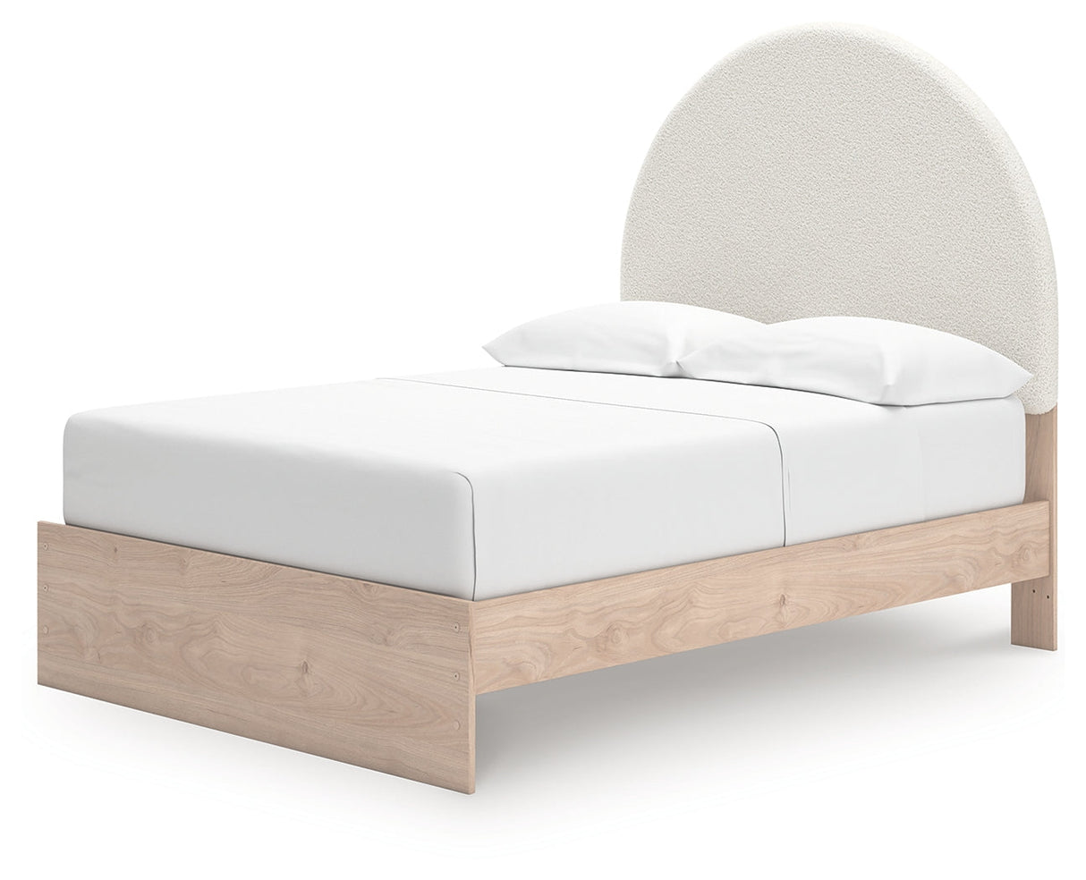 Arloster Tan/White Full Upholstered Platform Bed by Ashley at Eve Furniture